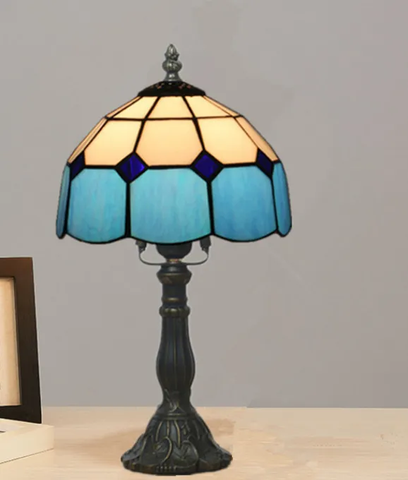 Винтажная настольная лампа Тиффани из полимерного стекла ретро настольная лампа для спальни
