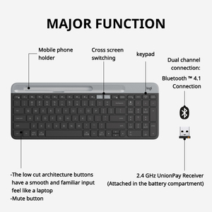 Original Logitech K580 Multi-Device 2.4g Silent Office Unifying Dual Mode Portable Laptop Wireless <strong>Keyboard</strong> for Pc Tablet - Product Image 2