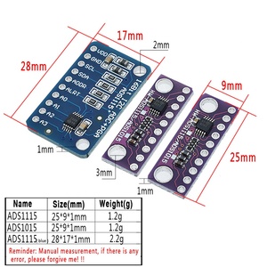 16-Bit-I2C-ADS1115 ADS1015 Modul ADC 4-Kanal mit Pro-Verstärker 2.0V zu 5,5V Präzisions-Analog-Digital-Konverter
