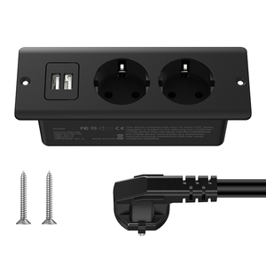 Zócalo de banco de trabajo de escritorio integrado Zócalo múltiple de escritorio integrado con 10W 2 USB-A 5V 2.1A para muebles y bancos de trabajo - Product Image 1