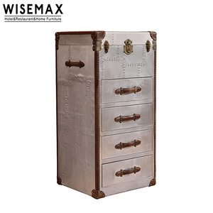 WISEMAX mobilya Retro bagaj bavul depolama gövde oturma odası alüminyum kumaş gövde yan sehpa çekmeceli - Product Image 1