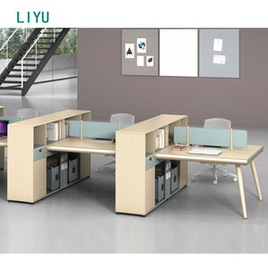 Muebles de oficina comerciales modernos Liyu, escritorio de doble ordenador para estación de trabajo de empleado, partición Modular con compartimento para Villa - Product Image 5