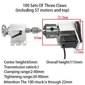 3 Jaws Chuck 6:1 <strong>CNC</strong> 4 Axis <strong>Rotary</strong> K1-100 Chuck <strong>Rotary</strong> Axis 4th Axis <strong>CNC</strong> <strong>Rotary</strong> Table for <strong>CNC</strong> <strong>Router</strong> - Product Image 2