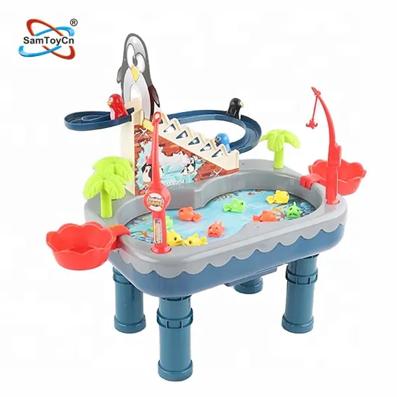 Gioco di pesca con pinguini a scivolo magnetico musicale per bambini a batteria