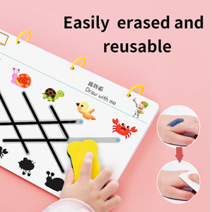Çocuk çizim yazma öğrenme yeniden kullanılabilir silinebilir izleme kalem kontrolü eğitim kartı kitap - Product Image 3