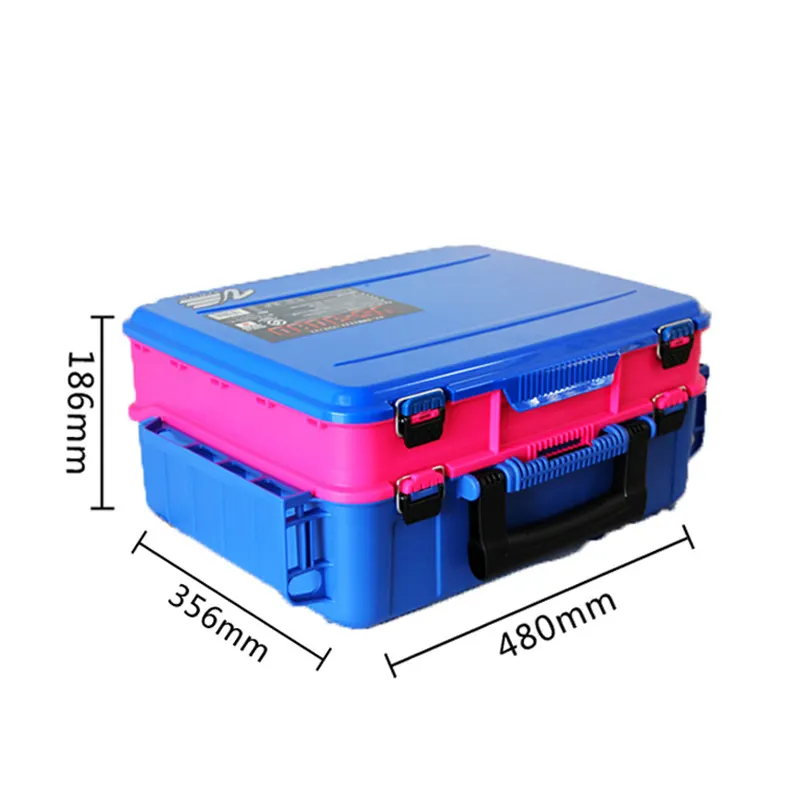 FJORD MEIHO VS-3080 ABS, Señuelos de Pesca impermeable con equipo de pesca azul y rosa, caja de aparejos transparentes, caja de mosca de plástico pequeña, 6 uds.