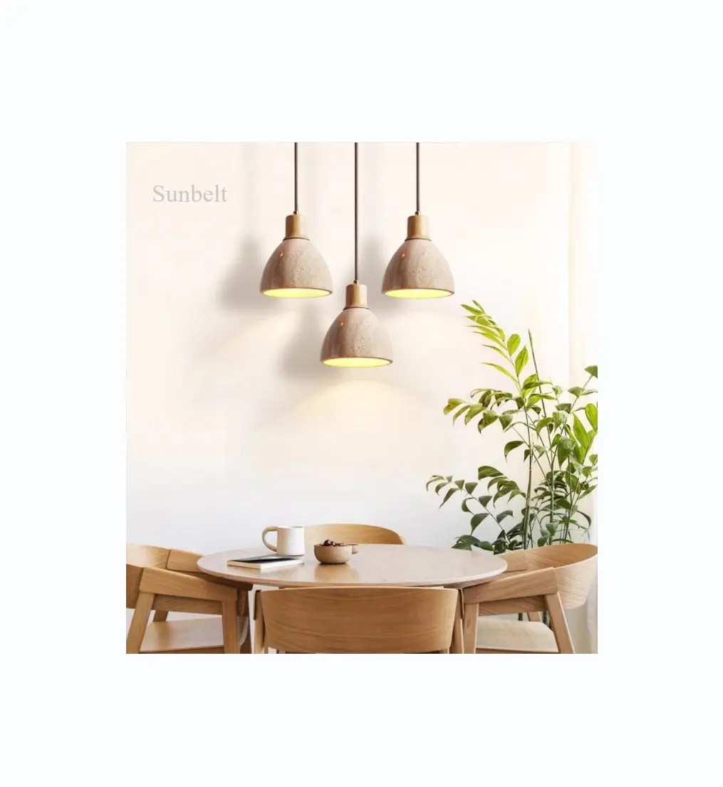 D7459 Travertino Wabi-sabi estilo colgante lámpara colgante para el hogar interior comedor lámpara fabricante