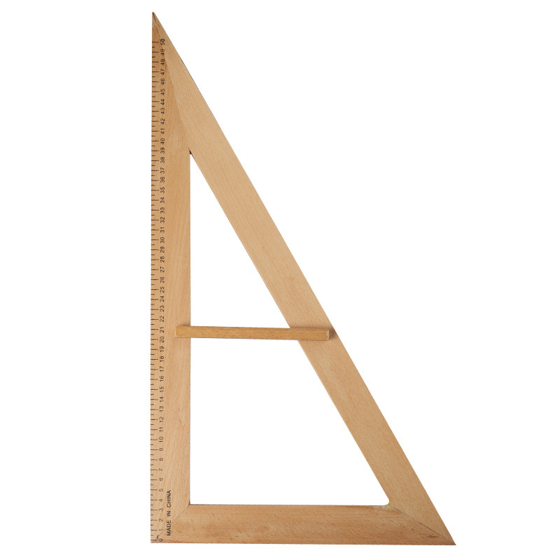 Règle triangulaire en hêtre, 30 et 60 degrés.