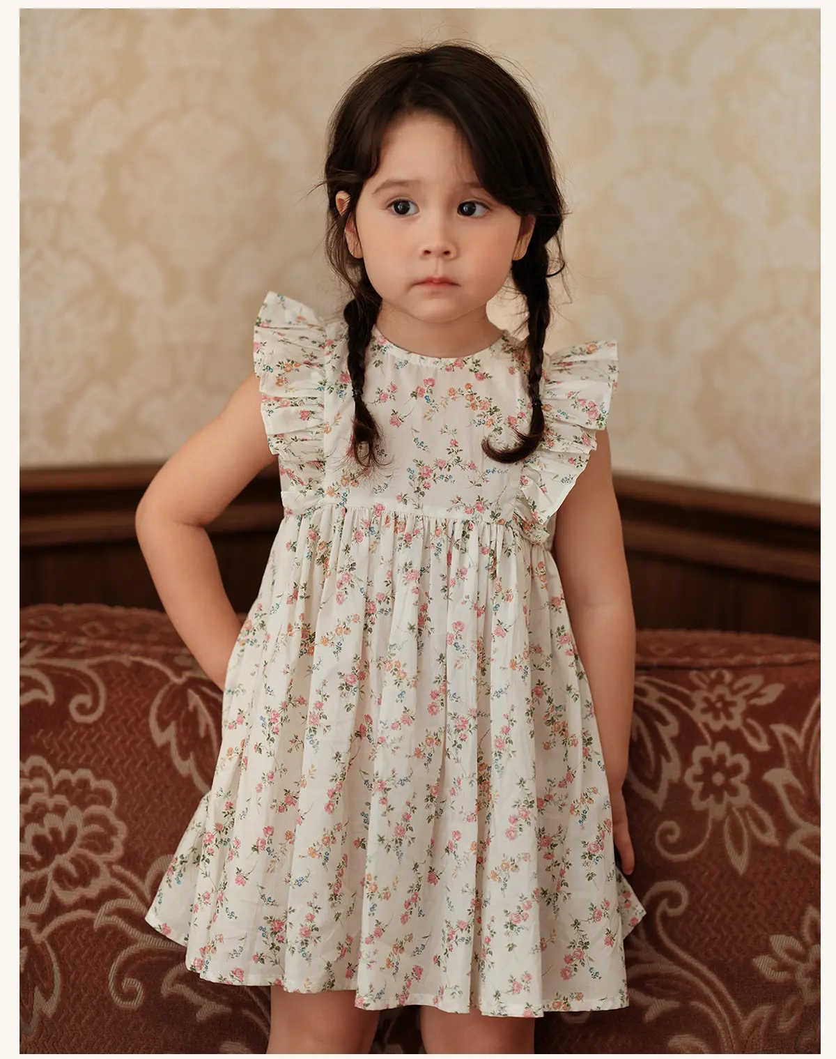 Crianças menina roupas vestido floral para crianças com idade entre 2-10 anos novo verão puro algodão da menina voando manga vestido de princesa