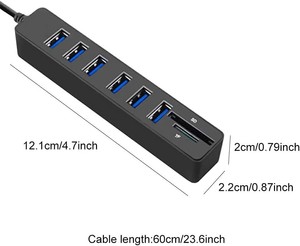 6USB Hub Combo Splitter 6 Ports <strong>USB</strong> 2.0 High Speed Mini 2 in 1 SD TF Card Reader for Laptop <strong>Computer</strong> - Product Image 3