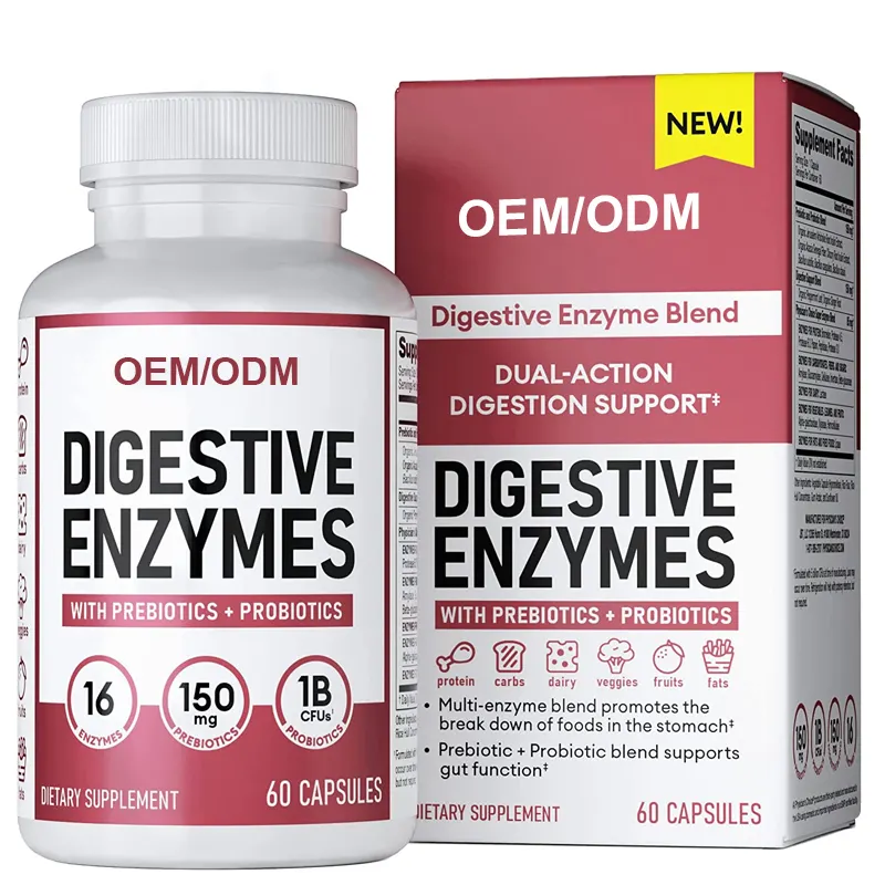 Customize Private Label Digestive Enzymes Capsules Powerful Enzymes Organic Prebiotics And Probiotics Supplement