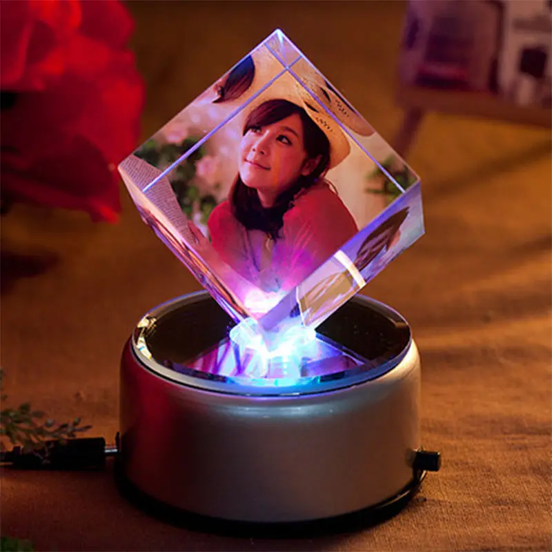 Cubo de fotos de cristal 3d, artesanato, gravação personalizada para presentes de lembrança