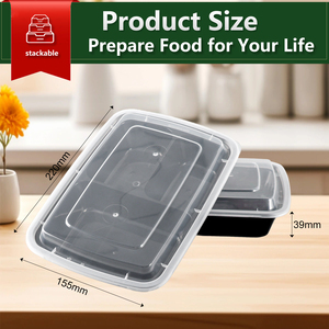 Microawave Reutilizable 3 Compartimentos Contenedores de preparación de comidas Inyección multifuncional PP Contenedor de almacenamiento de alimentos rectangular - Product Image 2
