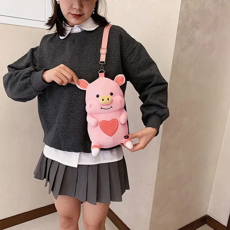 Offre Spéciale mignon cochon en peluche sac à dos peluche Animal jouet sac à bandoulière pour enfants dames filles pour l'école ou le voyage