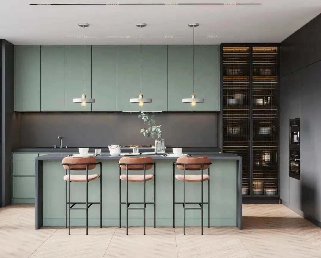 DS özelleştirilmiş lüks beyaz shaker pvc modern parlak akrilik tasarımlar mutfak kabin setleri çin'de yapılan