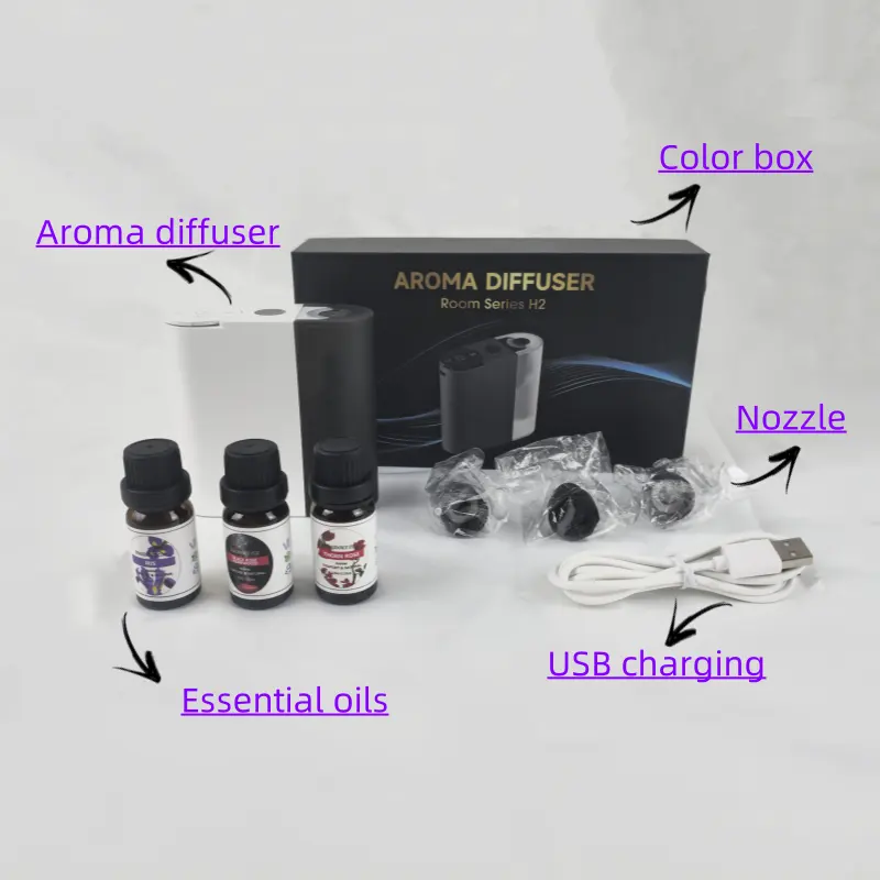Difusor de aroma portátil de óleo essencial, bateria USB, difusor ultrassônico de arômetro purificador de ar, difusor de óleo essencial