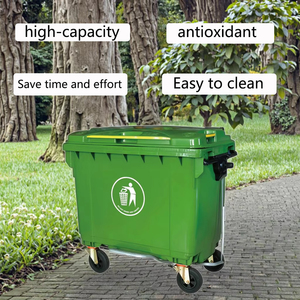 Alta Qualidade 660L/1100L Ao Ar Livre Industrial Lixo Recipiente Grande Lixo De Plástico com Quatro Rodas HDPE Reciclagem