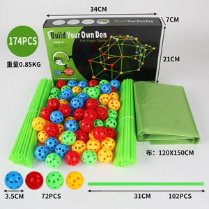 Çocuk DIY eğitim bulmaca oyuncak boncuk çadır kale yapı kiti yapı Playhouse çadır ile kapalı yapı taşları - Product Image 2