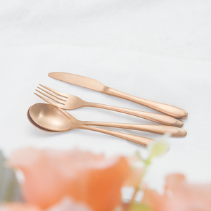 开元厂来样定做散装刀叉勺餐具套装不锈钢方柄铜色餐具 - Product Image 4
