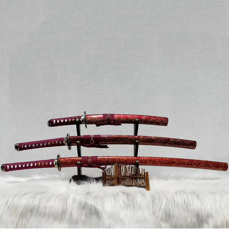 سيوف الساموراي عالية الجودة مخصصة تزيين المنزل مجموعة كاتانا اليابانية من 3 قطع قابلة للجمع