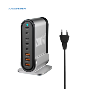 200W 5 USB C <strong>3</strong> USB a Desktop Charging Station WIth LED Light AU UK EU US Power Cord 8 Ports GaN PD Charger - Product Image 6