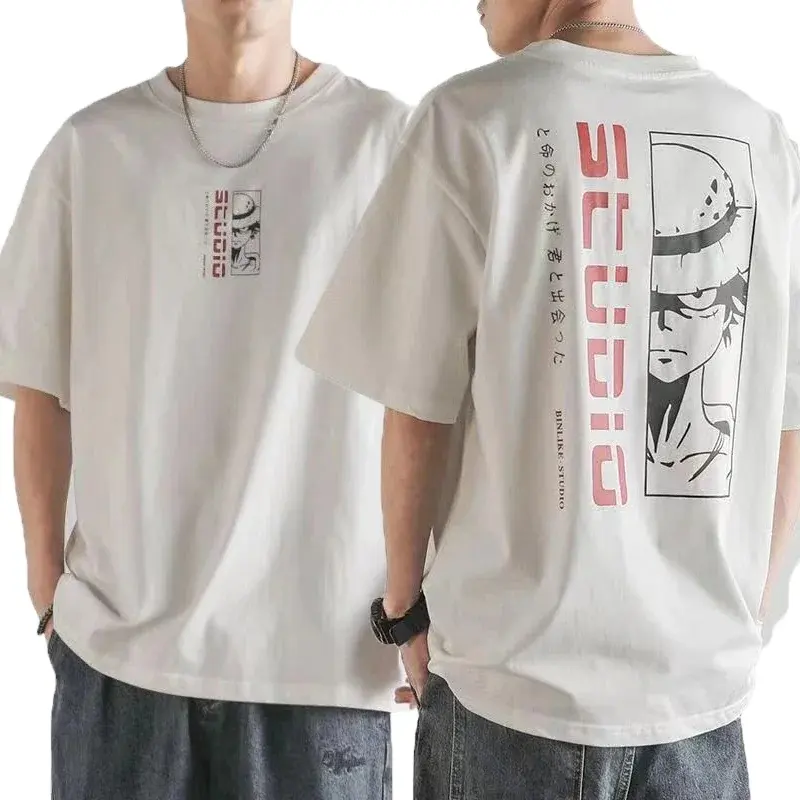 日本のアニメワンピースメンズTシャツファッション高品質コットン半袖原宿Tシャツ夏服トップス送料無料