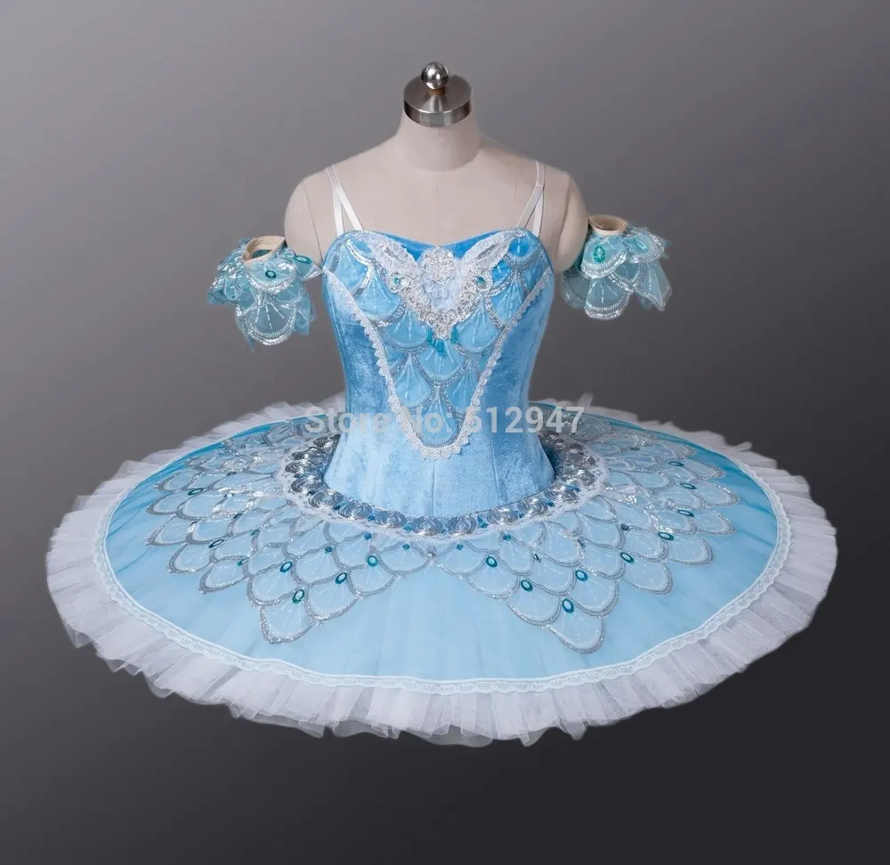 Vestido de dança raymonda azul, fantasia clássica para crianças com tutu de palco
