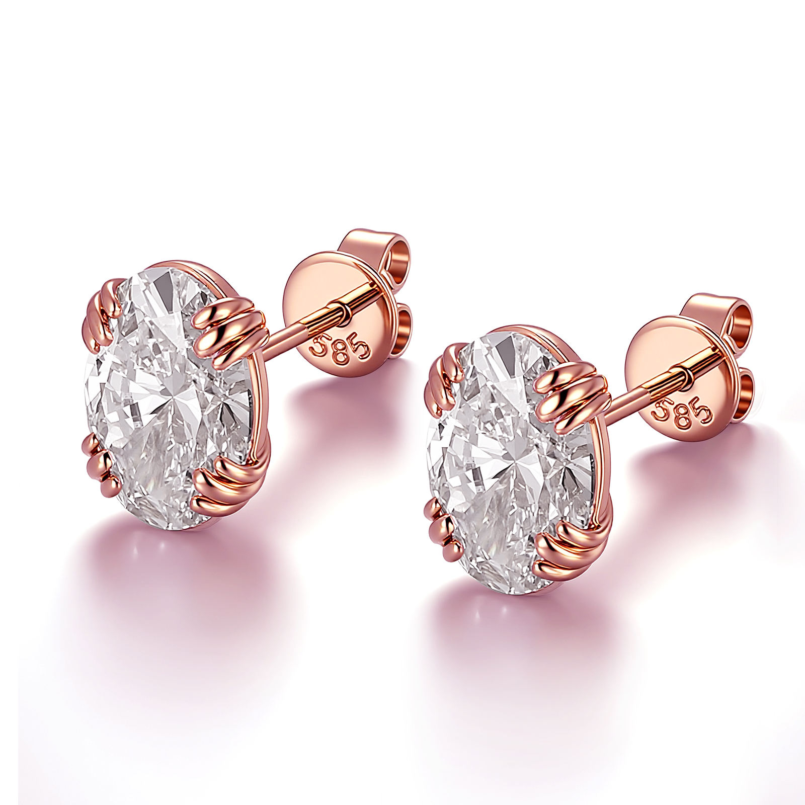 14k rose gold lab diamond earring