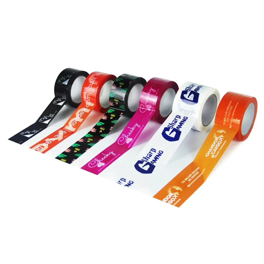 カスタムボップ配送カートンシーリングテープ、ロゴカラー印刷パッキングテープ付き防水テープ