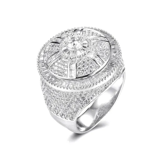 Custom Men Ring Hip Hop 925 Sterling Silver Baguette Diamond Rings Custom Moissanite Iced out Engagement Ring Jewelry For Men