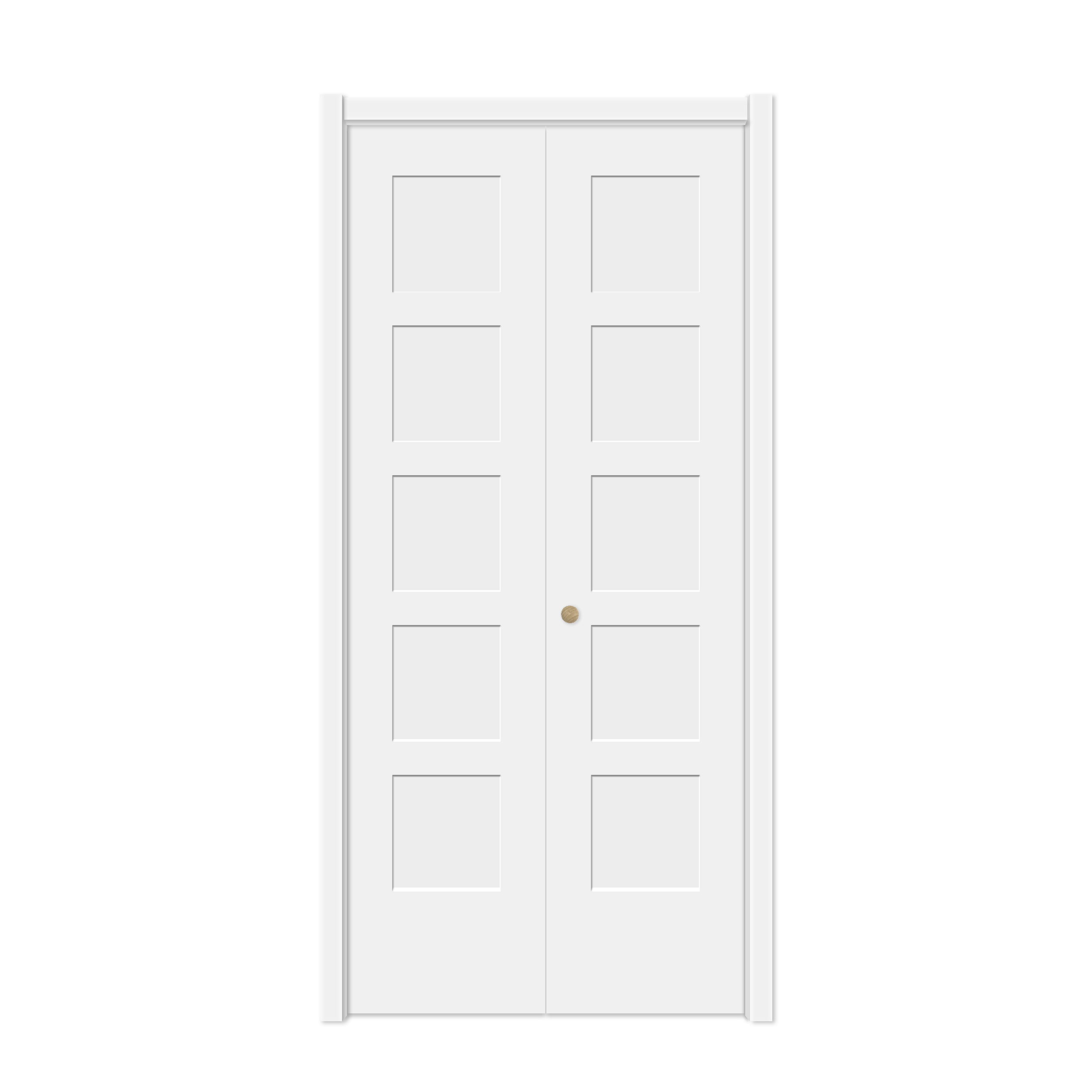 Porte pliante de placard à 5 panneaux avec motif shaker