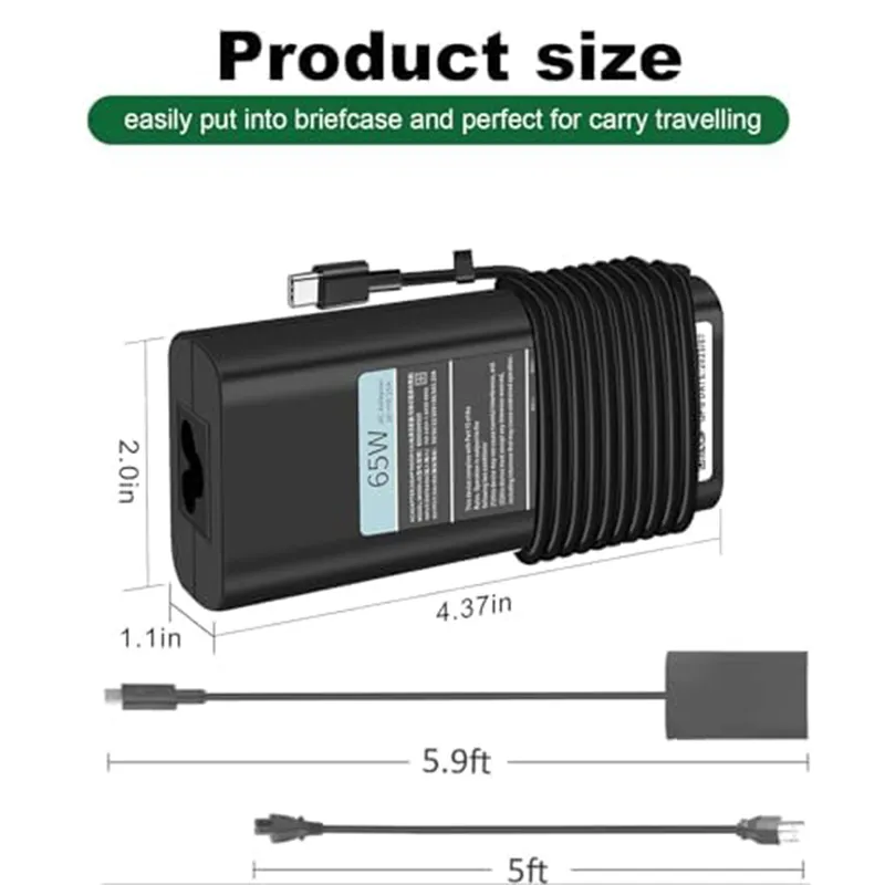 Pengisi daya Laptop USB C USB C 65W baru UNTUK Dell pengisi daya Laptop USB C pengisi daya untuk Dell Latitude 5420 5430 5440 5520 Tipe C daya AC