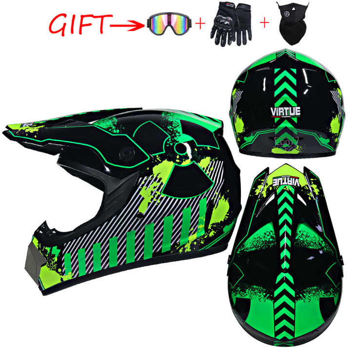 Lightweight Full-Size Motorcycle Helmet with Goggles DOT Certified ABS Material for Off-Road Racing and Mountain Riding