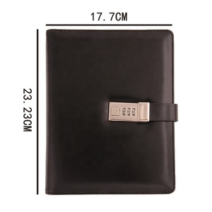 Cuaderno de oficina personalizado, negro, PU, con bloqueo - Product Image 1