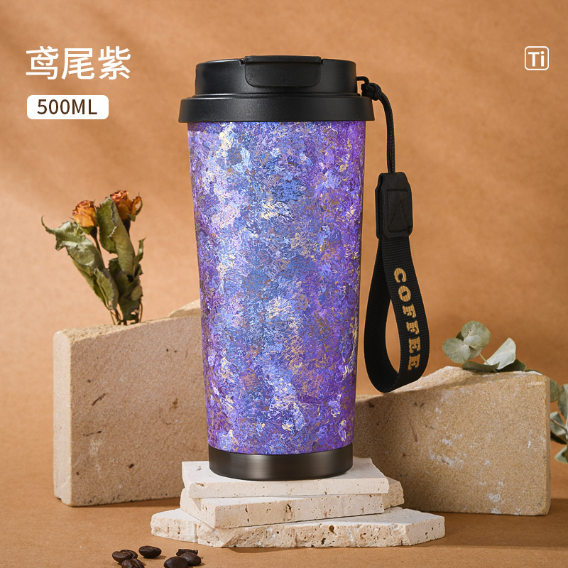 Grand cristal violet ti-tout en titane, paille avec cordon de tirage