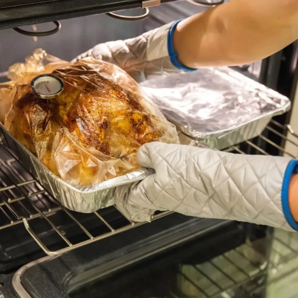 Sacs en plastique pour fruits de mer, personnalisés, emballage de poulet rôti, dinde, micro-ondes sacs cuisson pour poulet rôti, vente en gros,