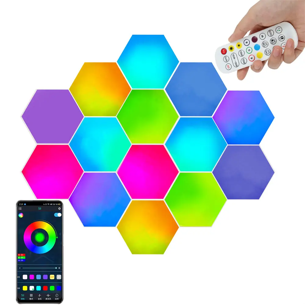 Gaming Umgebungs licht Smart Indoor dekorative Wand leuchte Sechseck Spleißen Bluetooth Smart Fernbedienung Pick-up Licht