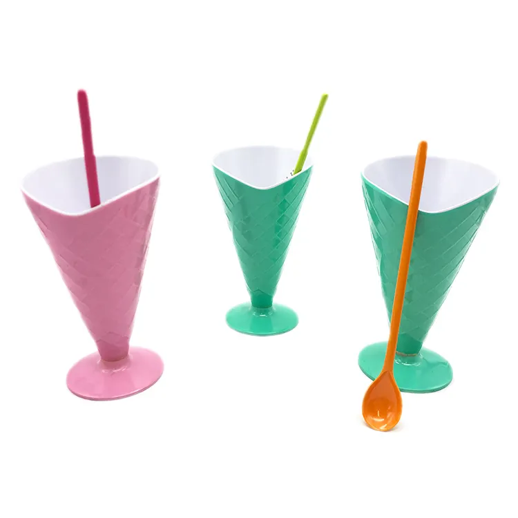 pink and green ice cream shape melamine decorated cup
