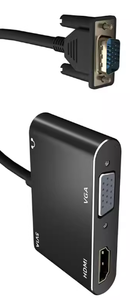Convertidor de PC de pantalla dual de 1080p Adaptador VGA a VGA HDMI 2 en 1 con fuente de alimentación de audio para cables de audio y video