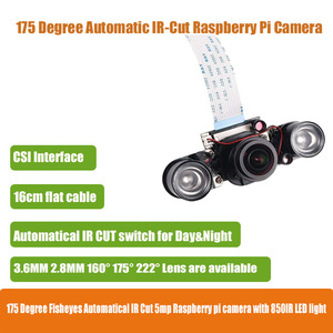 Módulo de cámara Raspberry Pi OV5647, lente ojo de pez gran angular de 175 grados, 5MP, modelo B, 3/2