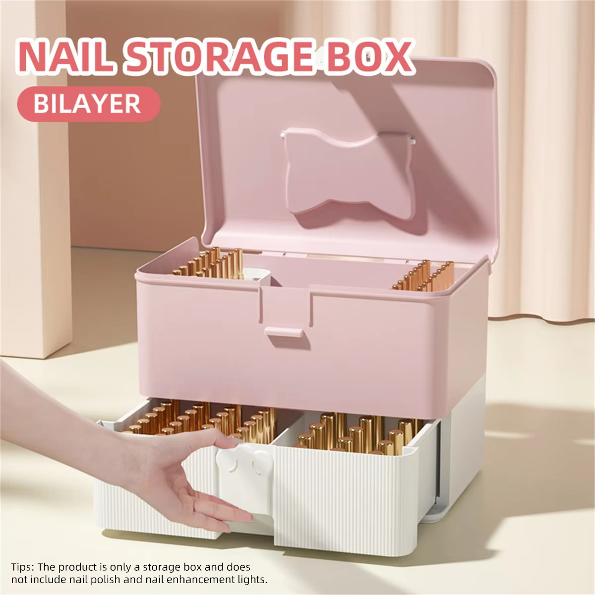 Pink cat claw double layer storage box01