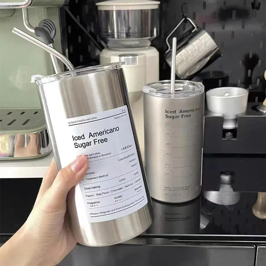 Paslanmaz çelik kahve fincanı termoslar çift duvar termos yalıtımlı fincan taşınabilir buz amerikan kahve kupa su şişesi