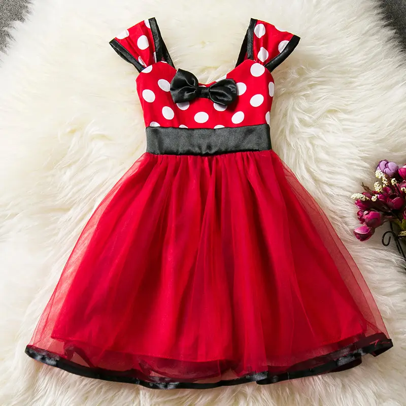 Weihnachts mädchen Kleid Cartoon Minnie Kinder Performance Kostüm Bogen Knoten Tutu Rock Urlaub Geburtstags feier Kleid