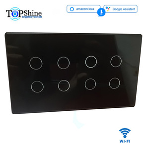 Topshine147タイプAlexaおよびGoogleHome対応5〜8ギャング調光器ファンカーテン自由に組み合わせられたWi-Fiスマートタッチスイッチ - Product Image 1