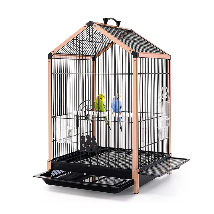 Gabbia per uccelli per piccoli uccelli telaio in lega di alluminio porta-uccelli portatile da viaggio per piccoli pappagalli con porta scorrevole in ferro vassoio da bagno