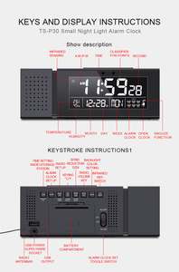 LED-Anzeige Zeit kalender Tisch uhr Alarm Thermometer Hygrometer mit FM Radio Nachtlicht uhr - Product Image 5
