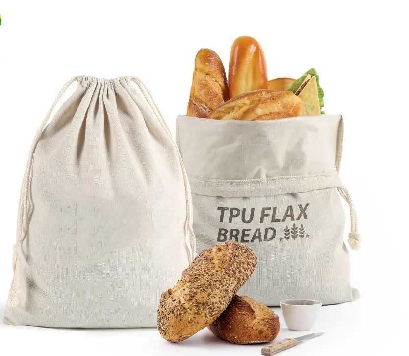 Borsa per il pane di lino borsa con coulisse riutilizzabile