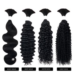 Doğal siyah kıvırcık insan saçı örgü için hiçbir atkı 100% işlenmemiş ham vietnamca Remy İnsan saç Boho örgüler için ıslak ve dalgalı - Product Image 6