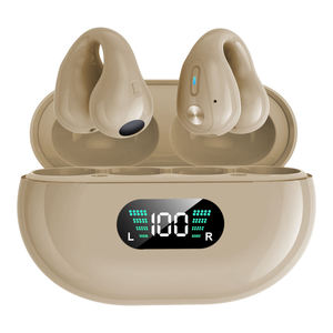 Fone de ouvido tws sem fio, fone de ouvido condução óssea azul 5.3, controle de toque, fones de ouvido esportivos com led