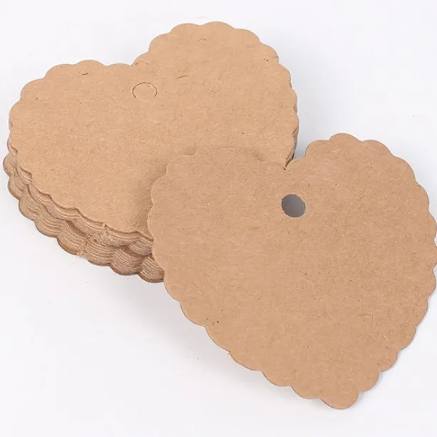 Etiquetas colgantes de papel Kraft, surtido de etiquetas de regalo con corazón de agradecimiento, con cadena